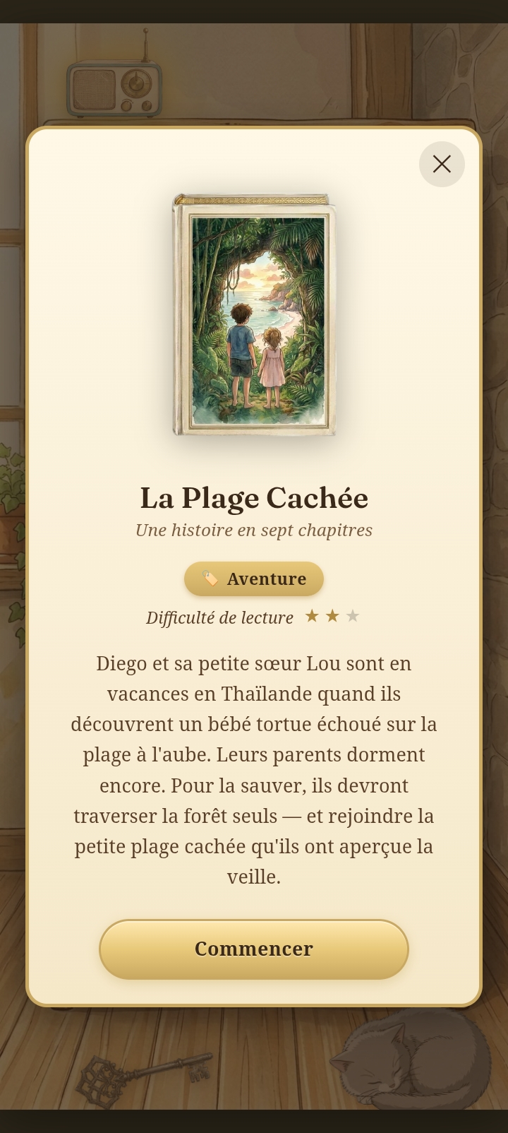 Capture d'écran : la fiche d'un livre s'ouvre dans la bibliothèque